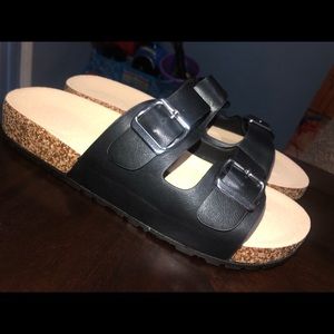Brand new black bamboo sandals